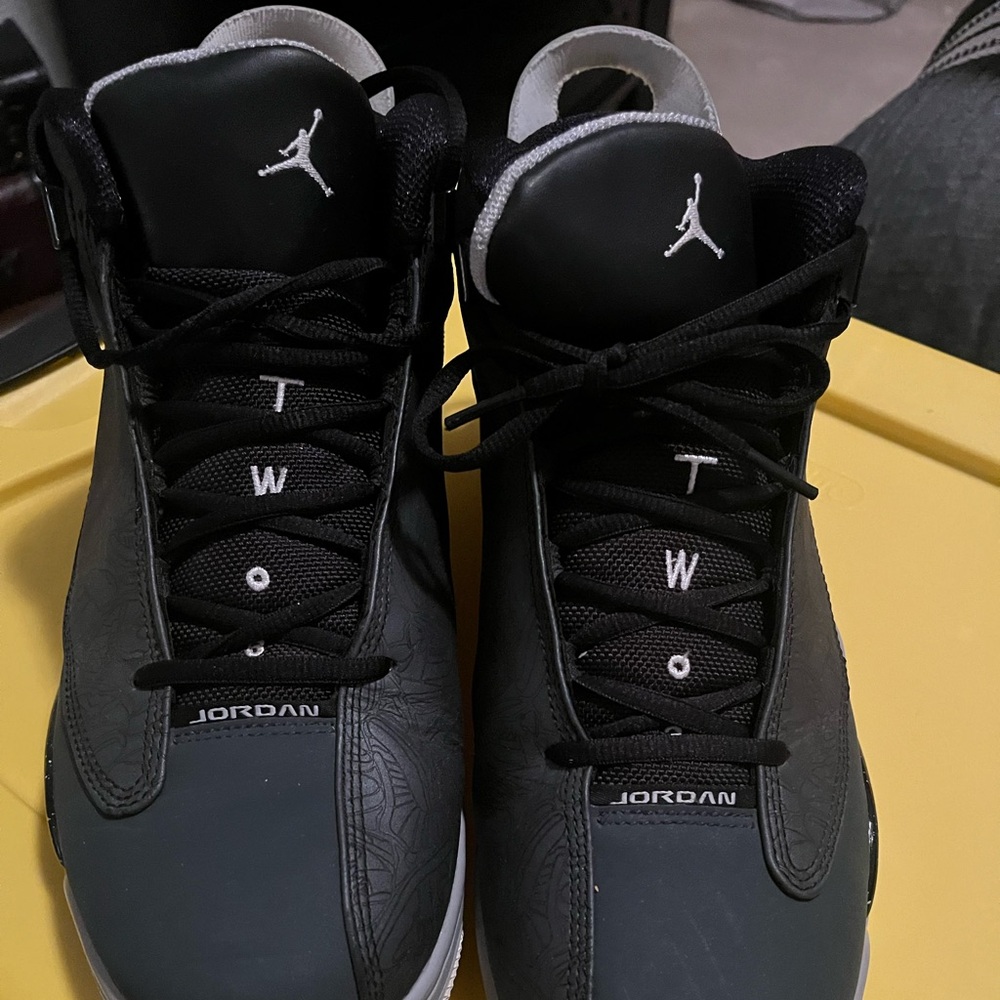 Jordan Black and Gray Athletic Shoes with Jumpman Logo